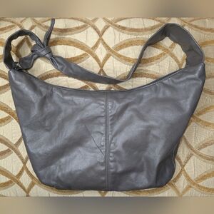 Vtg 80's Lisette Women's Dark Gray Soft Leather Hobo Purse Shoulder Bag